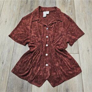 Cold Water Creek Vintage Floral Button Front Blouse USA Women's Medium Petite